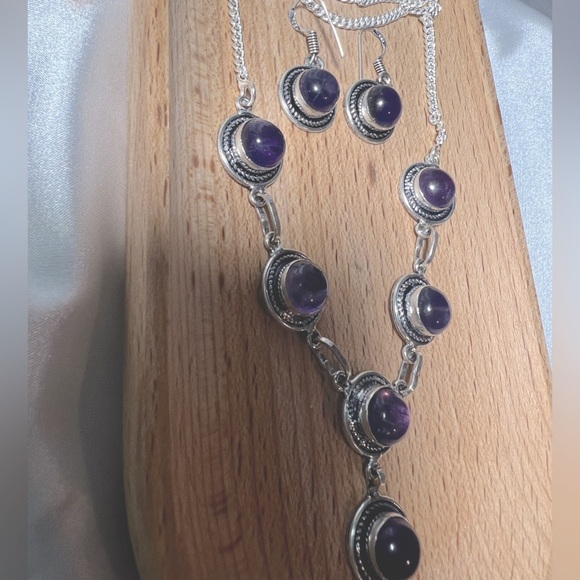 Amethyst 925 Necklace & Earrings Set - Picture 4 of 10
